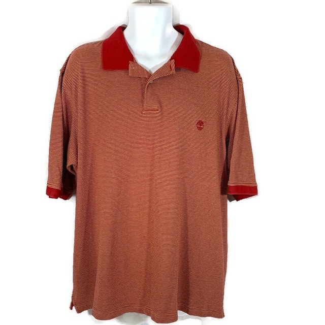Download 2001 Timberland Mens Red Striped Short Sleeve Polo Size XL ...