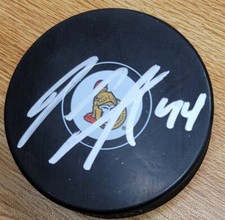 AUTOGRAPHED JEAN-GABRIEL PAGEAU Ottawa Senators Hockey Puck  w/ COA