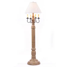 General James Floor Lamp with Ivory Linen Fabric Tin Shade in 5 Color Choices