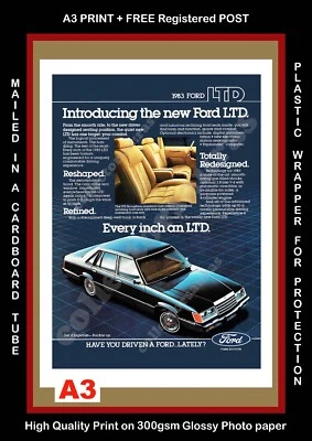 RARE 1983 Ford LTD USA- Totally Redesigned car Ad - A3 size PRINT + FREE POST - image 1 of 4