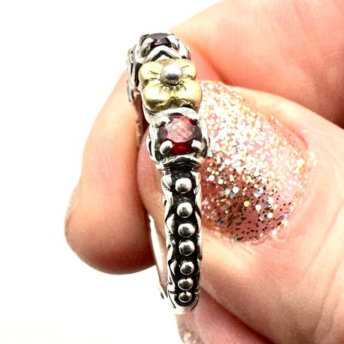 Barbara Bixby Womens Ring Band Garnet Sterling Silver 18K Gold Size 9 - Picture 2 of 3