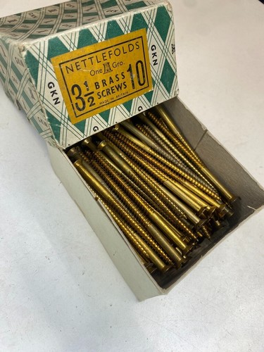 Box Brass Countersunk Screws 3 1/2" x 10 Nettlefolds Slotted Head Part Box of 94 - Picture 14 of 24