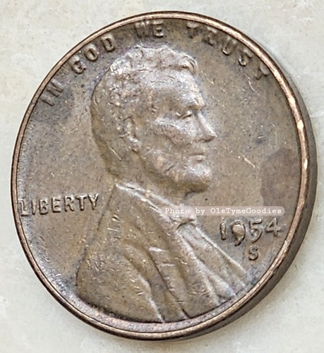 1954 S Lincoln Cent Wheat Penny Filled 9 Error Coin - Picture 2 of 6