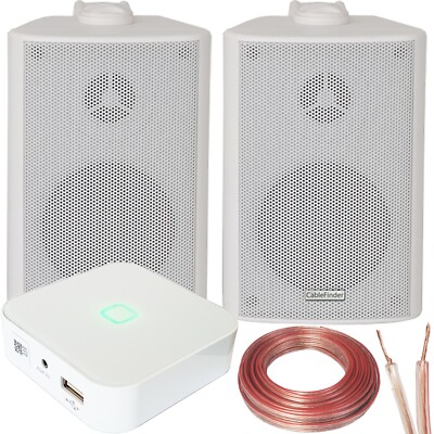 80 W Mini WiFi Stereo Verstärker & 2 x 60 W weiß Wandlautsprecher Audiosystem