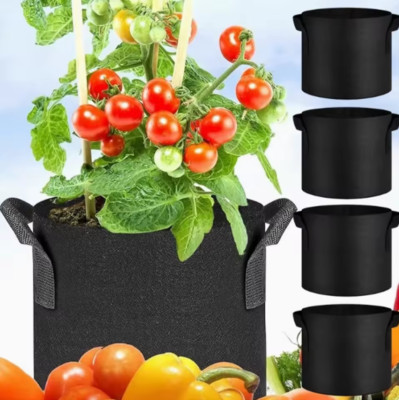 10 Pack Fabric Grow Pots Round Aeration Plant Pot Grow Bag 5 Gallon Black Garden