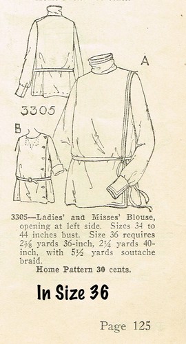Ladies Home Journal 3305: 1920s Uncut Misses Blouse 34 B Vintage Sewing Pattern - Picture 4 of 8