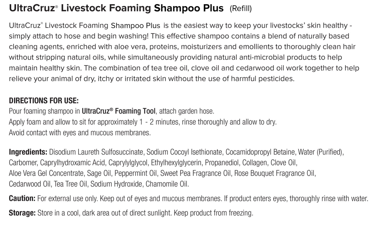 UltraCruz Livestock Foaming Shampoo Plus, 1 Gallon