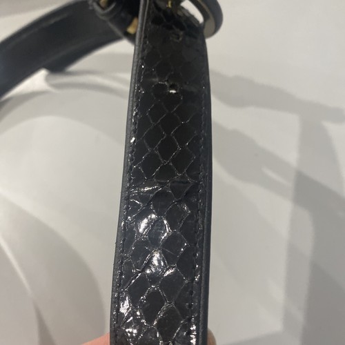 Vintage Snakeskin Pattern Black Leather Belt Otto Glanz 30” 76 Cm Gold Accent - Picture 9 of 16