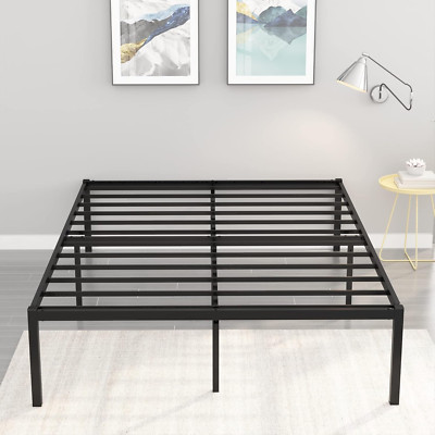 King Bed Frame 16 Inch Metal Platform Bed Frames No Box Spring Needed, Mattress
