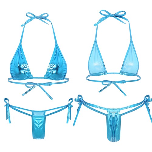 Women Lingerie Unlined Set Tempting Bra Wireless Thong Nightclub Swimwear Cup - Picture 62 of 109