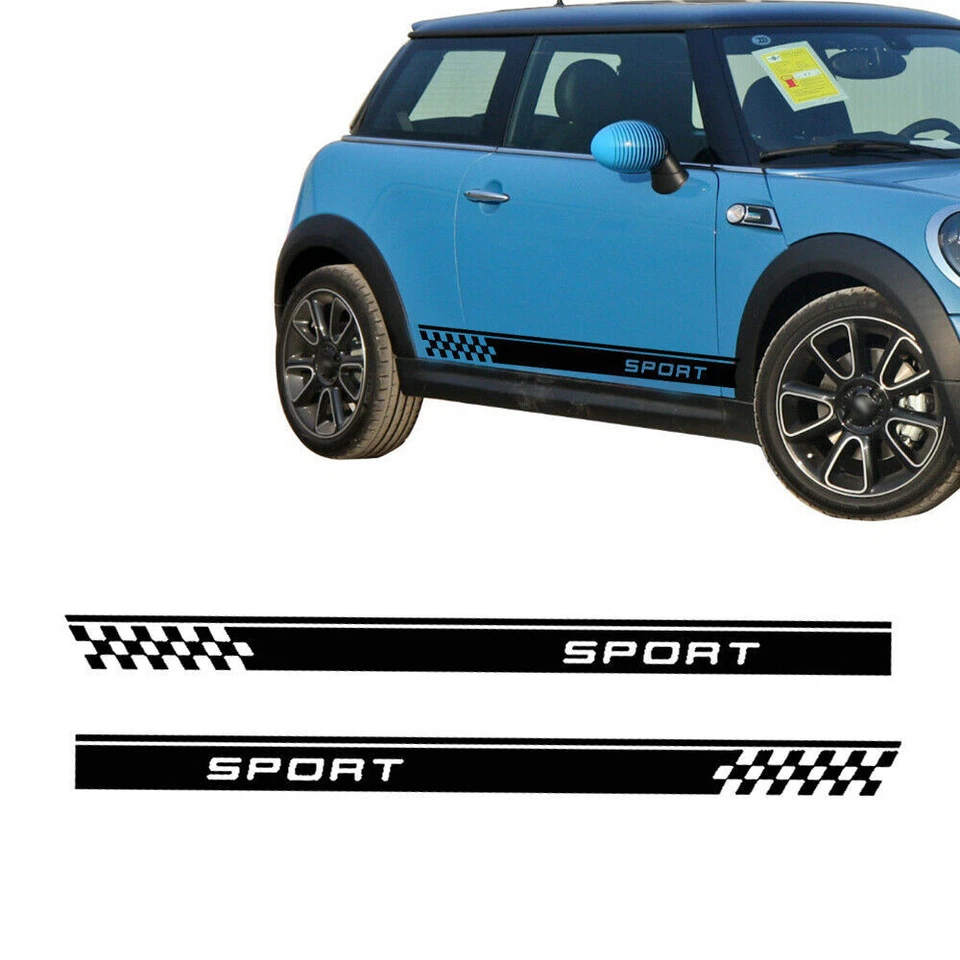 Calcomanía 2 piezas calcomanías deportivas coche carreras capó puerta guardabarros falda rayas laterales Foto 2 de 4