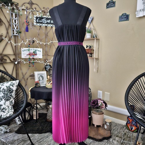 A|X Armani Exchange Ombre Pleated Dress - Black/Fuchsia Size 2 *Worn Once* - Picture 6 of 13