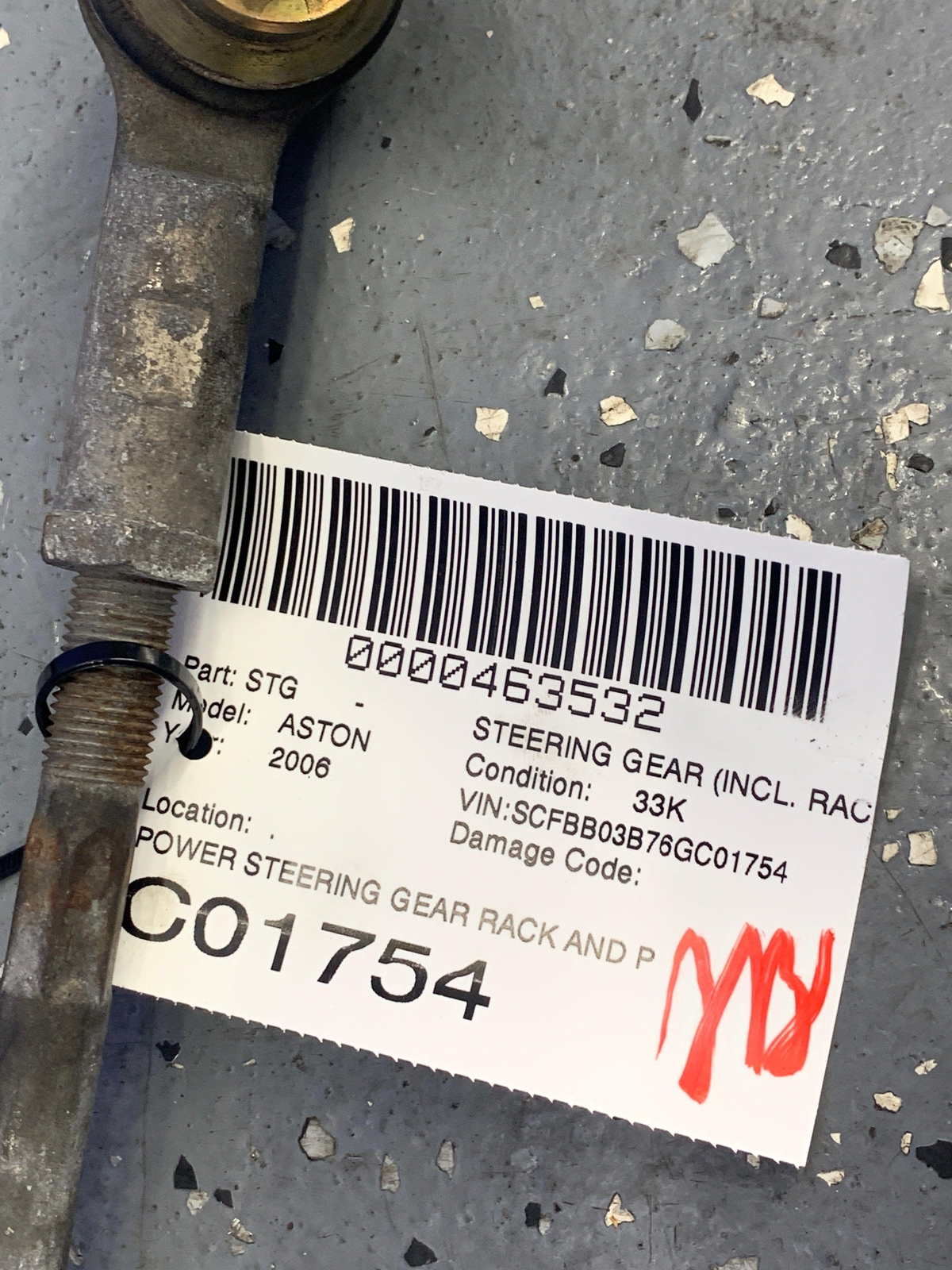 2006-2018 ASTON MARTIN VANTAGE V8 POWER STEERING GEAR RACK PINION 6G33-3200-AE