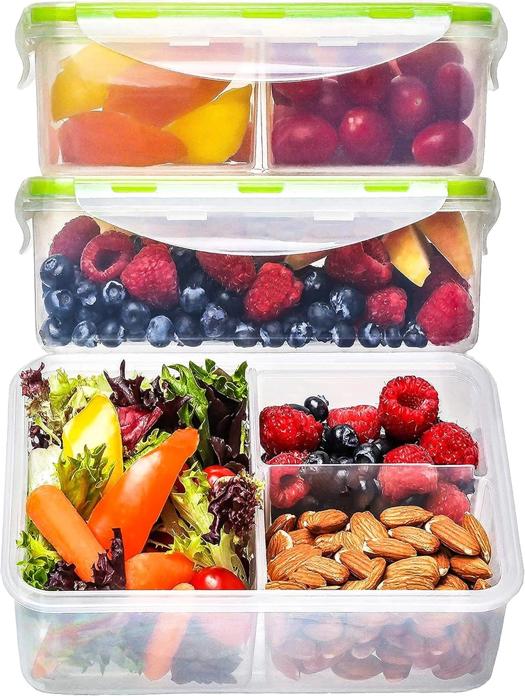 Kids & Adult Bento Lunch Box - 3 Compartment 39oz 3-Pack