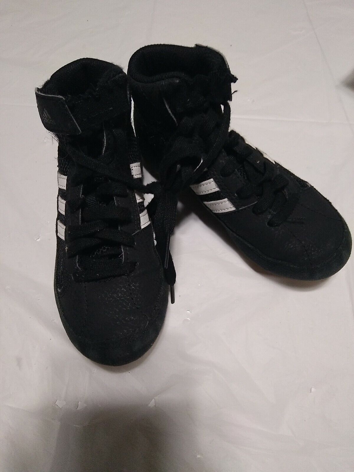 Adidas HVC Boy’s Youth Wrestling Shoes Boots Black White AQ3327 Kids Sz 12 K 