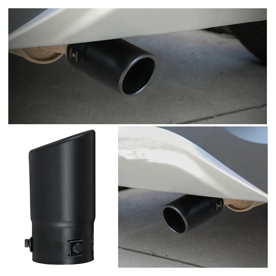 2.75" Car Exhaust Pipe Rear Tip Tail Throat Muffler Stainless Steel Black NEW - Image 2 of 4