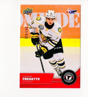 2021-22 Upper Deck CHL Conor Frenette #127 Exclusives #D 10/100 Quebec Remparts