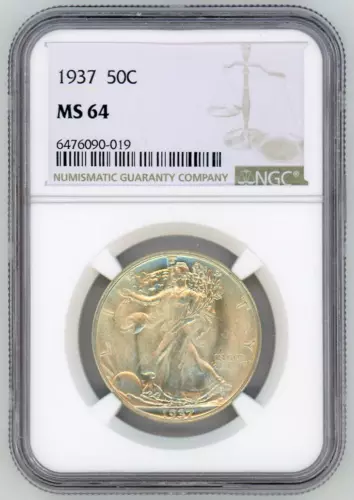 1937 Walking Liberty Half Dollar, NGC MS64 - Nice, Original White Coin, rrs