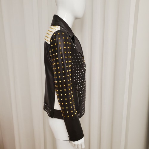 Alice + Olivia Ollie Leather Studded Jacket, Size S, Retail $1995.00 - Picture 8 of 11
