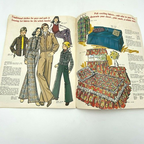 Vintage 1973 Sewing Set Fashion Book Fabric Patterns Catalog with Prices BK12 - Picture 7 of 10