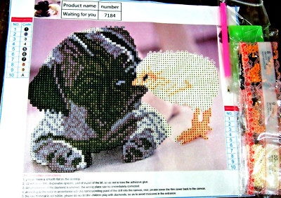 Pug Puppy & Baby Chick 3D Round Diamond Cross Stitch Painting Kit - NIP (#344)