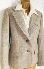 Hourihan, Dublin Lovely Tailored Tweed Jacket 10 Fawn Herringbone /colour Flecks