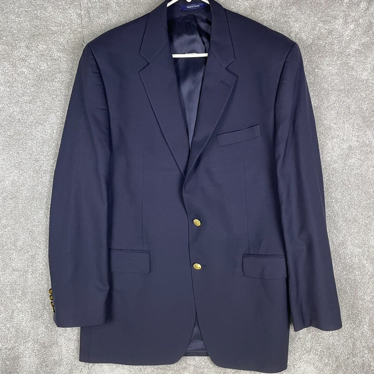 はさみRalph Lauren Chaps スタジャン S/P ネイビー CHAPS Ralph Lauren Blazer Mens Size 44L Navy 100% Pure Wool 2