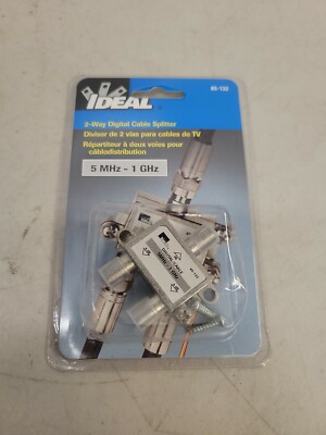 Ideal 2 Way Digital Cable Splitter, 85-132  5MHz - 1GHz, 75 ohm, Nickel Plated 