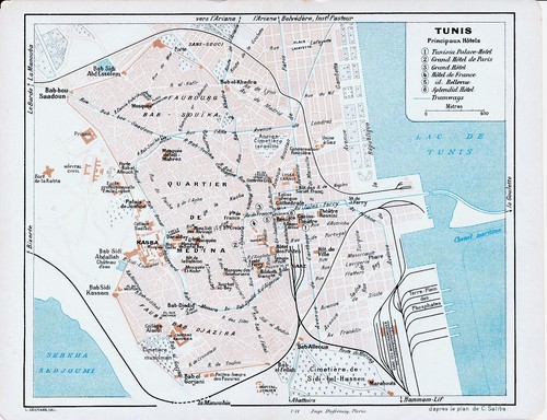 TN Tunis 1911 pt. plans ville orig. + guide (11 p.) Medina Souks Mosquées Rabta