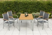 Merxx 5Tlg. Siena Set, 4 Siena Stapelsessel, 1 Gartentisch, 150 X 90 Cm