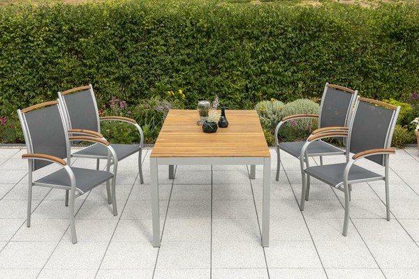 Merxx 5Tlg. Siena Set, 4 Siena Stapelsessel, 1 Gartentisch, 150 X 90 Cm-image