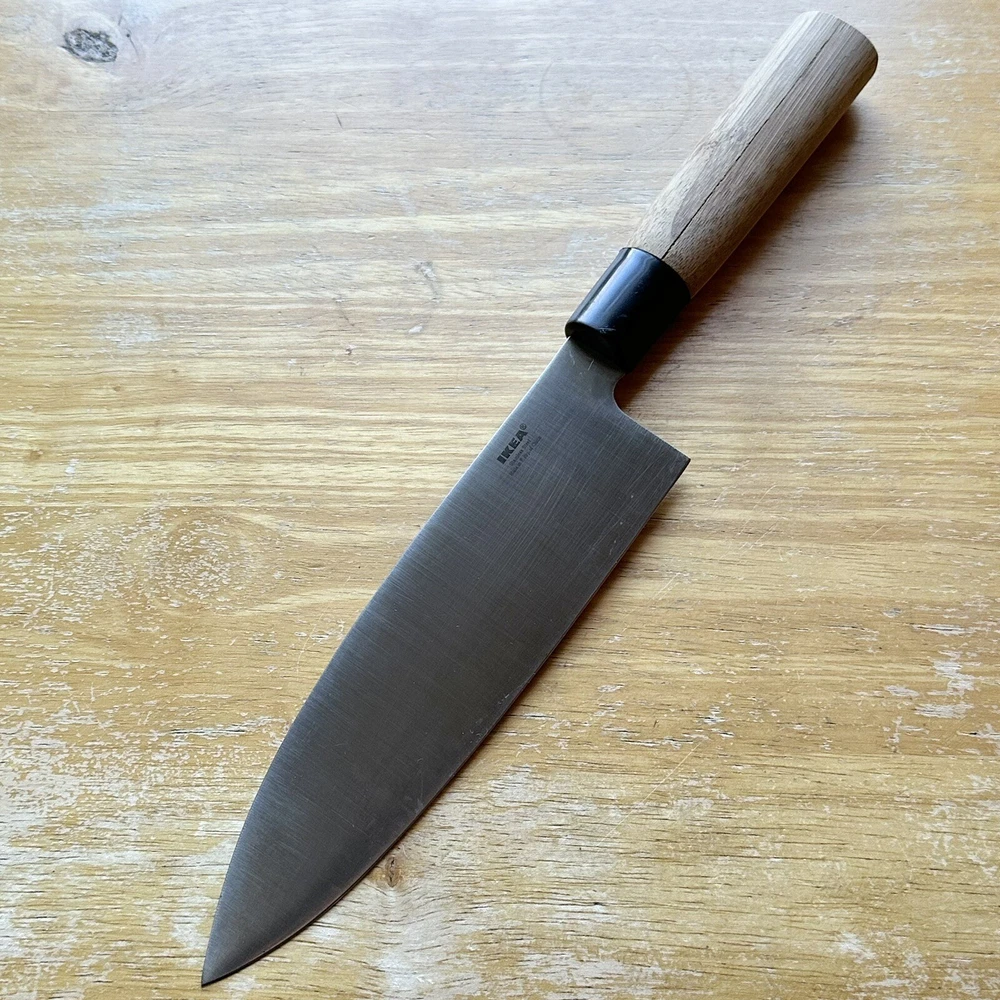 Ikea Japanese gyuto with a 7.75 inch stainless steel blade