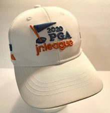 2020 PGA Jr. League Golf Baseball Hat White Adjustable Strap Mesh Back Preowned