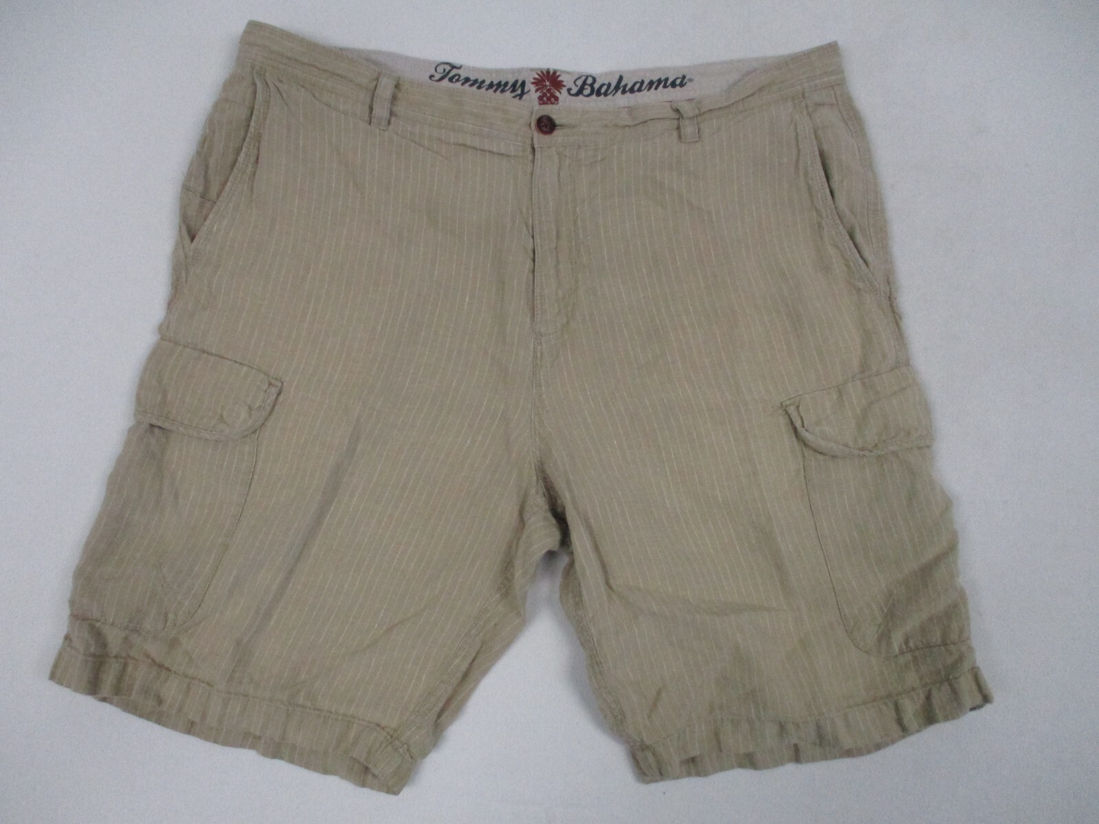 Tommy Bahama Shorts Men's Size 36 Brown Hawaiian Cargo Pockets Aloha Linen
