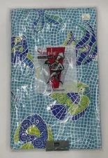 New NIP Simply Gourmet Vinyl Table Cloth 60" Round 65199 Fish Pond Theme