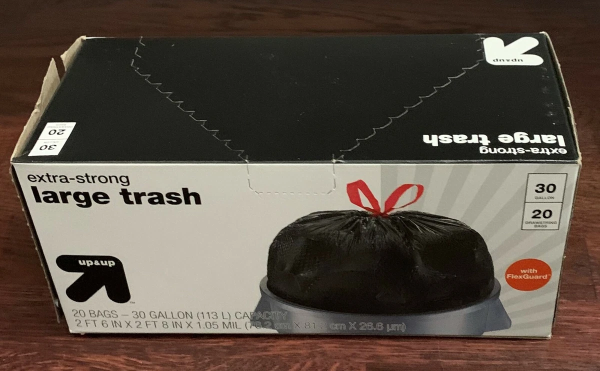 Up Up Extra Strong Large Trash Bags Drawstring 30 Gallon 20ct
