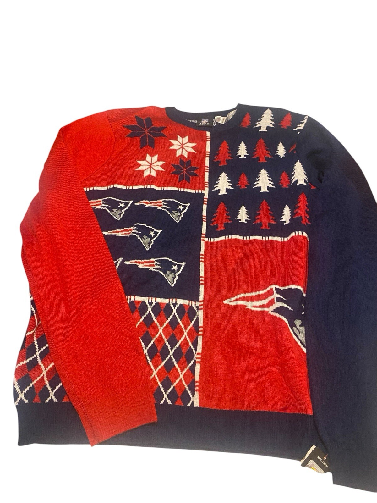 New England Patriots NFL Team Apparel Ugly Christmas Acrylic Sweater Men’s 2XL