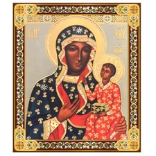 Our Lady of Czestochowa Icon - 4¾" Black Madonna Gold Foil Wooden Art