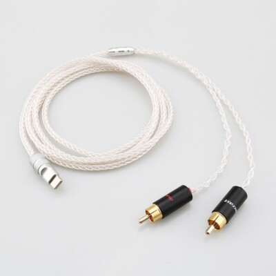 Pure Silver USB C Dual RCA Cable Type-C to RCA Cable for HW iPhone  Connect AMP