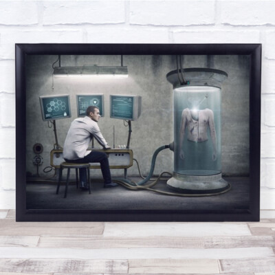 Wissenschaftler Reparatur kreativer Scifi Körper Haut Wandkunstdruck