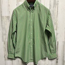 Ralph Lauren Men  s Long Sleeved Button down Shirt Size 16 L Green Striped