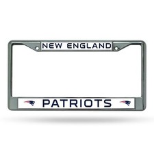 Metal Football New England Patriots Chrome License Plate Frame - Single Auto Tag Metal Football New England Patriots Chrome License Plate Frame - Single Auto Tag