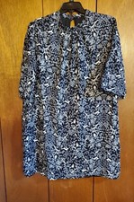 Old Navy High Neck, Short Sleeve Black &  White Print Short Dress XXL NWT