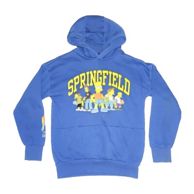 The Simpsons Springfield Eat My Shorts Blue Pullover Hoodie 11-12 Yrs 152 Cm HTF