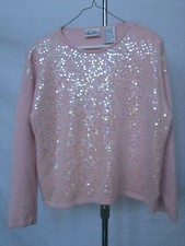 Beautiful Vintage Kathie Lee Pink Silk  Angora Sequin Sweater
