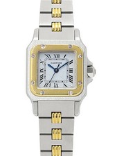 Cartier Santos Garbe SM Godron nan H34xW23mm White Dial Stainless Box #T188