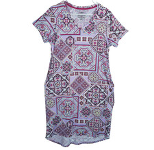 Joyspun Short Sleeve Nightgown M Colorful Floral Print V-Neck Lavender Pink