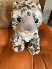 Snow Leopard Animal Plush Stuffed By Wild Republic Gray Black Blue Eyes