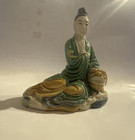 Vintage Chinese Green Sancai Glazed Pottery 3 1/4" Guanyin Sculpture Figure — photo 10