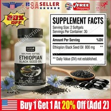 Ethiopian Black Seed Oil Softgels 4.64 Thymoquinone Gluten-Free, 60 capsules